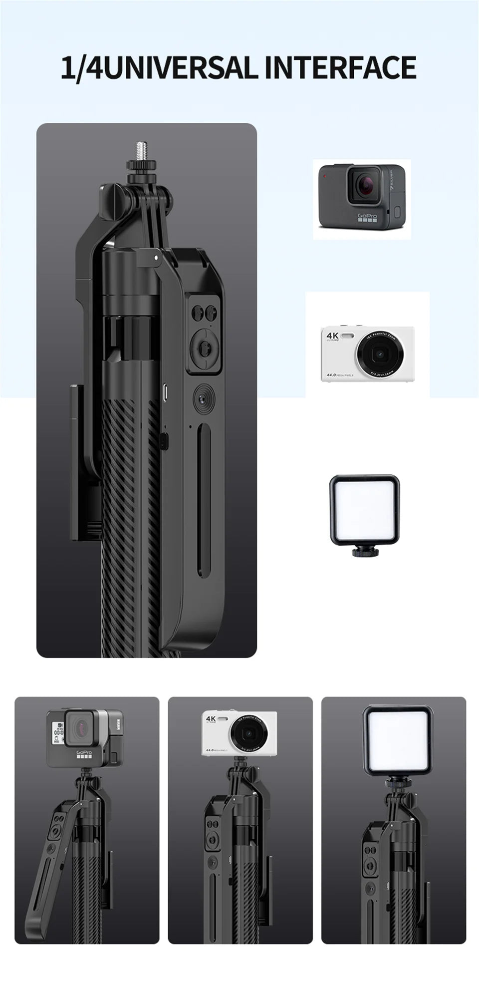 Gimbal Stabilizer With Bluetooth Remote 5 in 1 Smartphone Selfie Stick Intelligent AI Follow-Up Anti Shake Pan Tilt Tripod