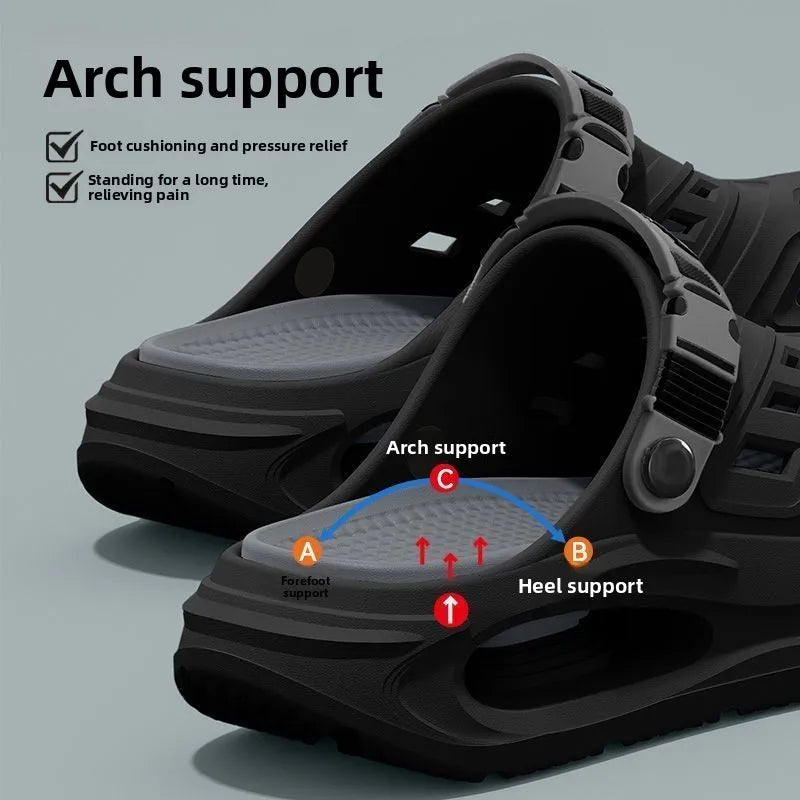 Arch support, anti slip, soft sole, wear-resistant cool slippers for wearing, thick sole breathable odor proof summer hole shoes