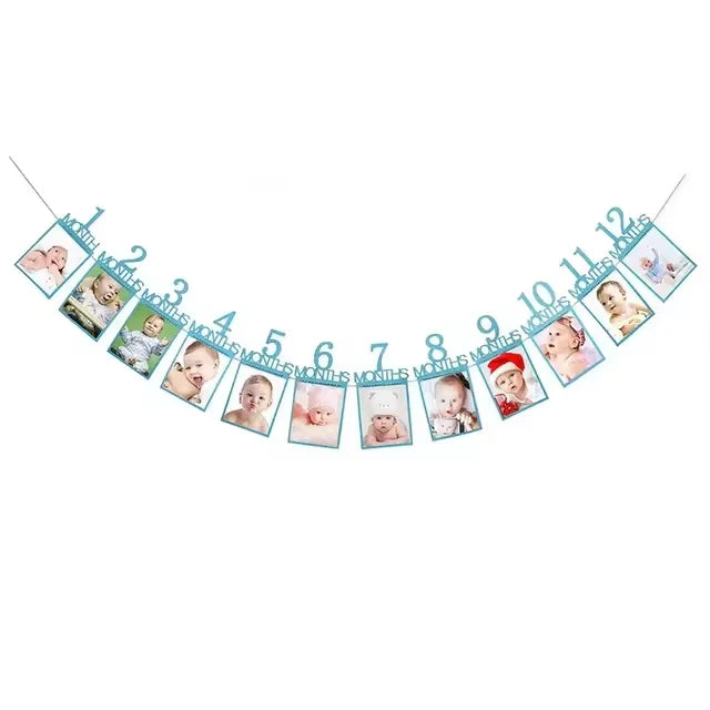 1st Birthday Baby Photo Banner Photo Frame Birthday Party Decoration Props Boys Girls 1st Birthday Party Decoration Photos