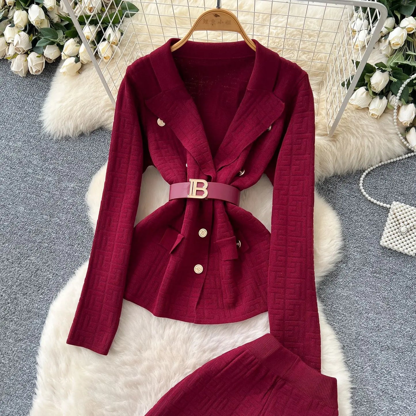 Pant Set Women Two Piece Sets Turn Down Collar Full Sleeve Tops Wide Leg Long Pants High Elastic Waist Y2k Streetwear Elegant