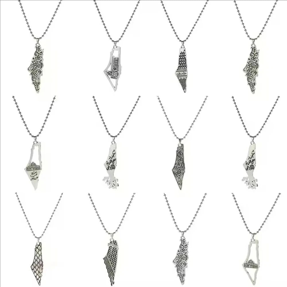 Palestine Country Map Flag Pendant Necklace for Men Women Stainless Steel Necklaces Jewelry Gifts ﻿