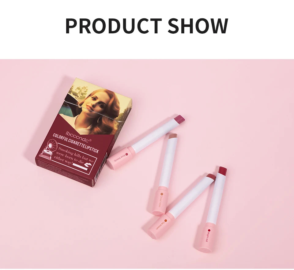 4PCS/Set Matte Long Lasting Waterproof Creative Cigarette Lipstick Set Matt Lip Stick Tube Nude Red Velvet Lip Tint Makeup