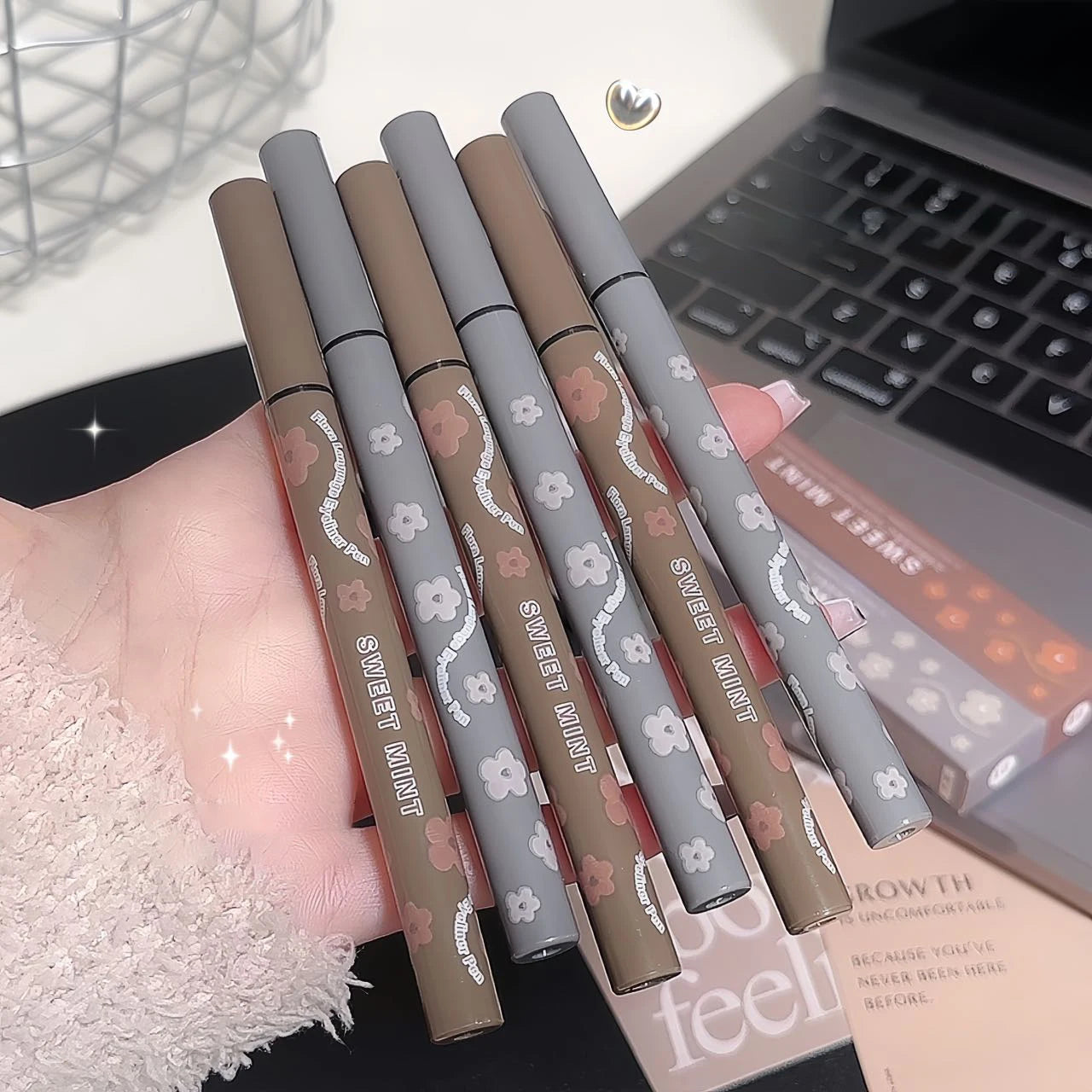 SWEETMINT Eyeliner Pen Quick Dry Liquid Eye Liner Easy To Draw Ultra-fine Lying Silkworm Pencil Black Brown Lower Eyelash Makeup