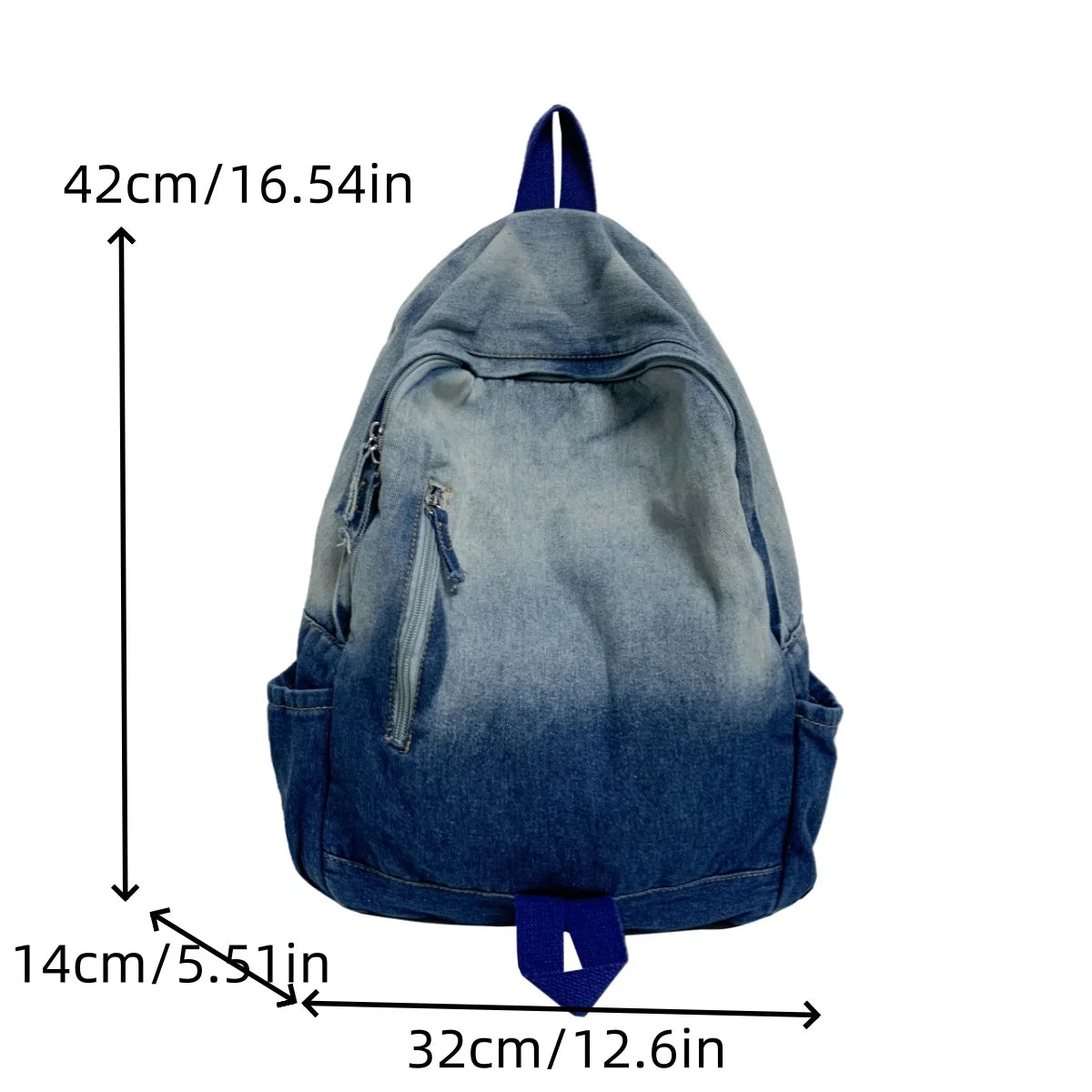 Men's and Women's Backpacks, Student School Bags, Large-Capacity Washed Denim Bags