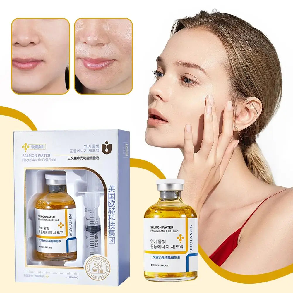 Korean Skin Rejuvenation Essence Salmon Water Light Energy Cell Liquid Serum 24 Hours Continuous Hydration Enhances Firmness HOT