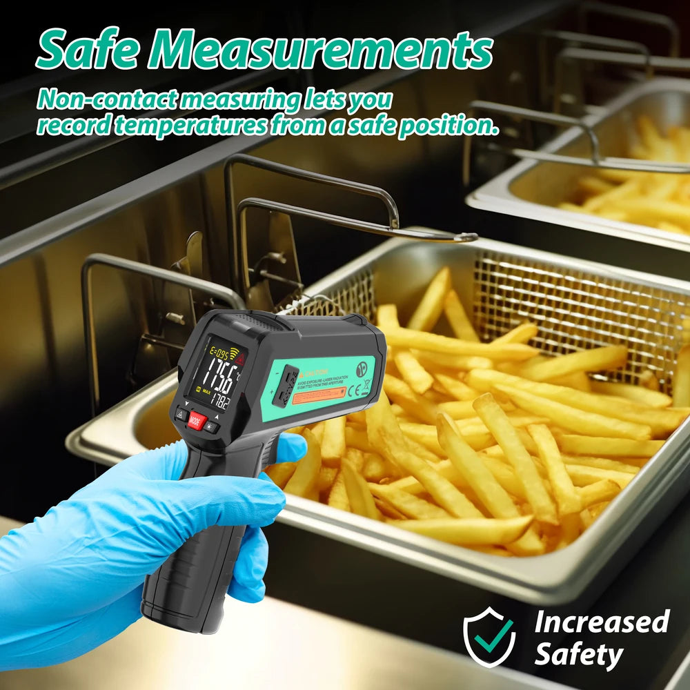 MASTFUYI 13 Point Infrared Positioning Thermometer -50°C~580°C Laser Digital Thermometer Color LCD Pyrometer Ambient Recorder