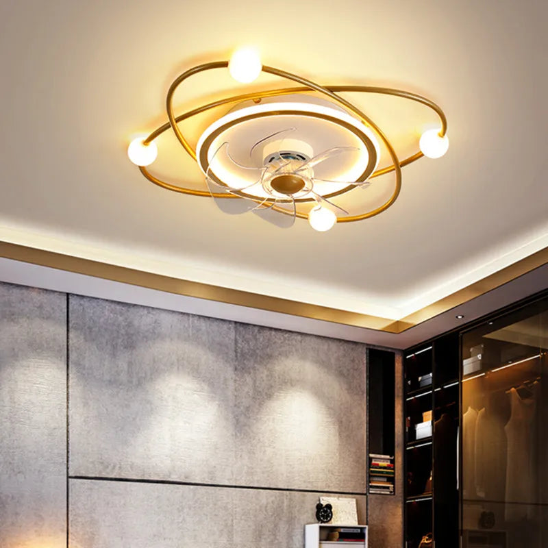Nordic invisible ceiling fan light fan ceiling minimalist light fan ceiling for Bedroom Dning Room Living Room gold ceiling fans
