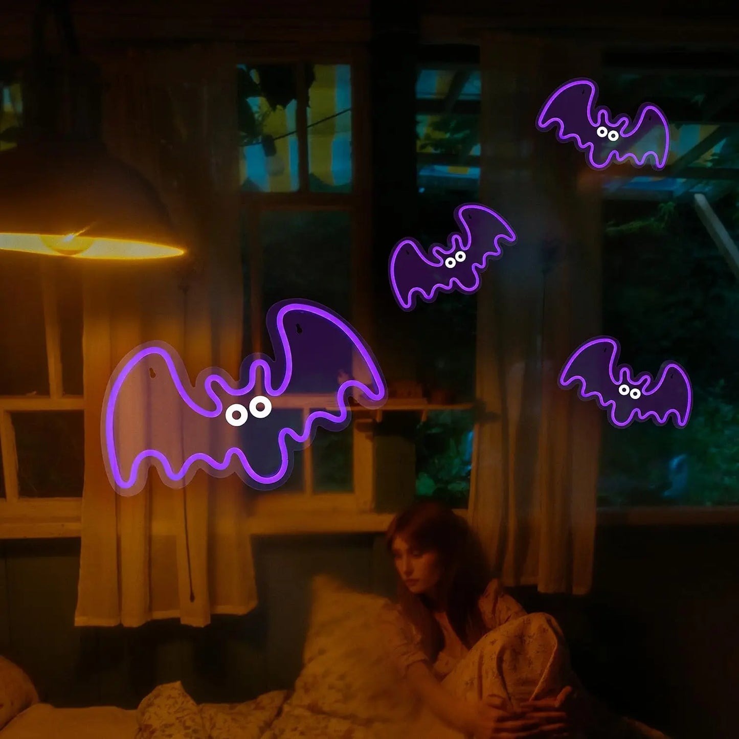 Bat Neon Sign Halloween Wall Decoration Neon Light Led light Sign USB Powered For Halloween Party Bar Wall Decor Gift for family