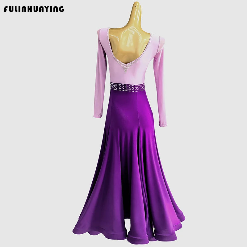 Ballroom Dance Dress Modern Dance Practice Outfit Waltz Dance Dress 2025 High-Quality Dress Color-Blocking Slimming Ballroom Dance Dress