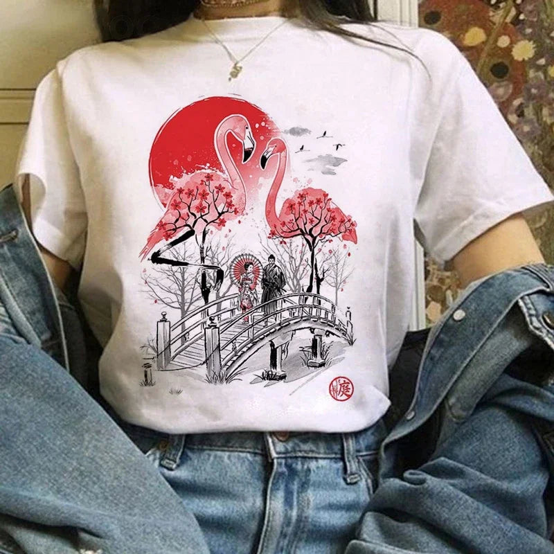 Japanese Anime T Shirts Women T-shirts Harajuku Ullzang T-shirt Cartoon Aesthetic Vintage Shirts for girls 90s Top Tees