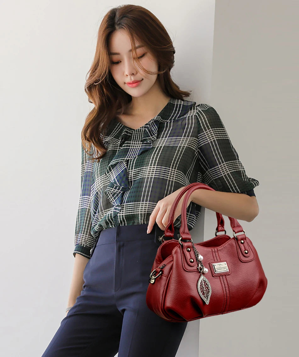 2024 New 3-layer Large Capacity Women Tote Bag Fashion Women's Trendy Shoulder Bags High Quality Soft Leather Female Handbag Sac