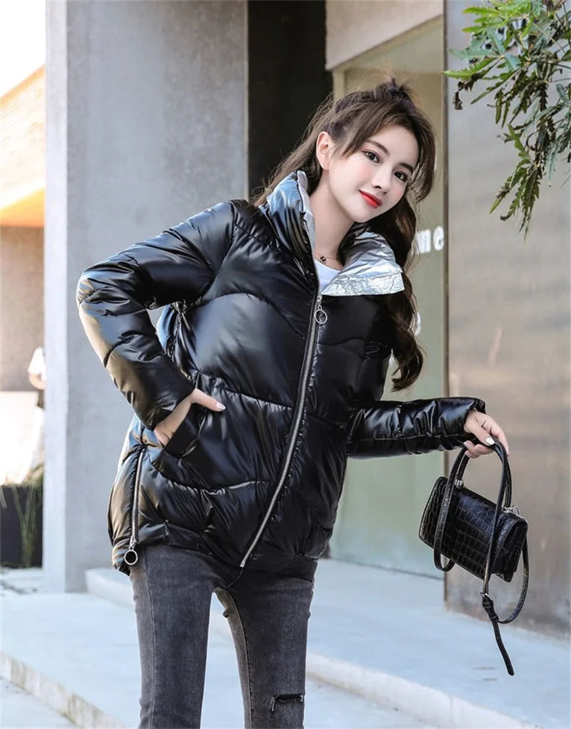 2026 New Winter Jacket Women Parkas Glossy Warm Thicken Coat Female Cotton Padded Parka Waterproof Outwear Loose Snow Jacket
