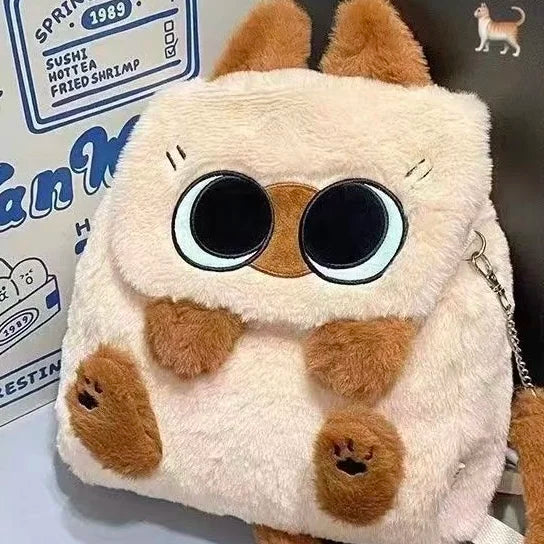 Cute Cartoon Large Capacity Kawaii Capybara Plush Backpack Schoolbag Student Women Bag Crossbody Bag Shoulder Bag Handbag Purses