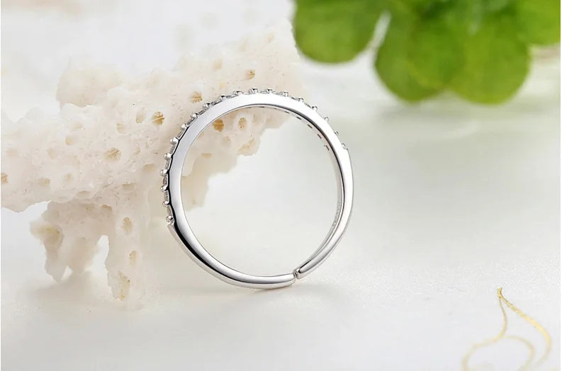 925 Sterling Silver Jewelry Shiny Zircon Women's Rings White Stacking Paired Ring Solid Bands Fine Minimalism Monaco
