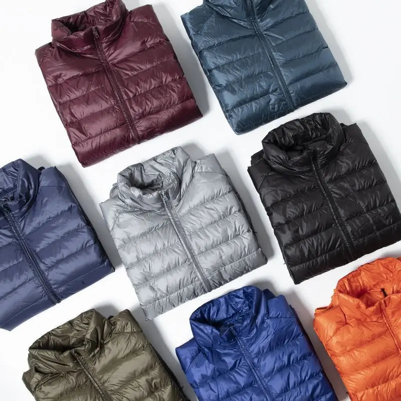 Portable Lightweight Short down Jacket for Men Autumn Winter Cotton Padded Stand Collar Casual Warm Elderly Friendly Outerwear