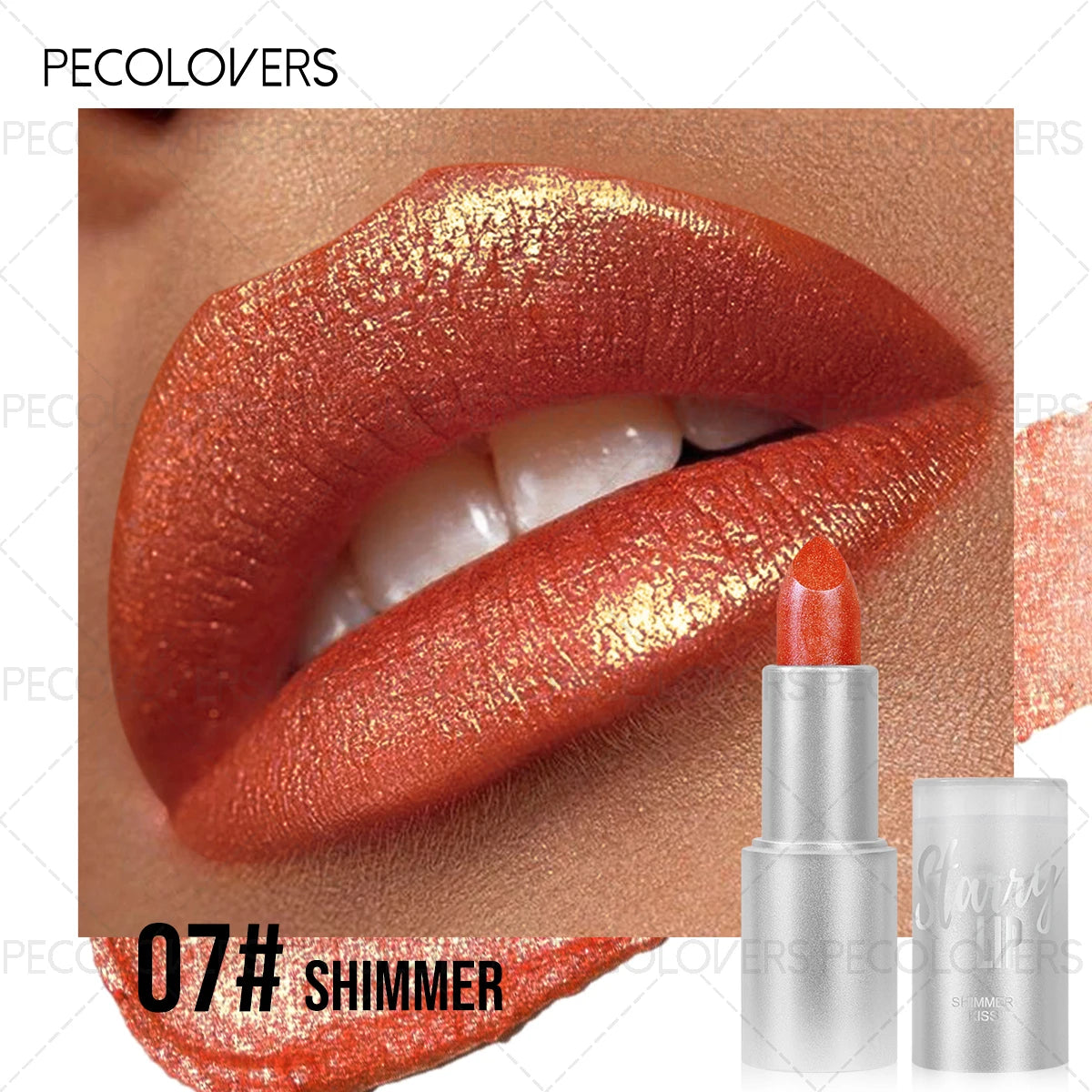 1pc Sparkling Pearlescent Lipstick,  Long-Lasting, Shimmering Glitter Finish, Ideal for Music Festivals & All Skin Types