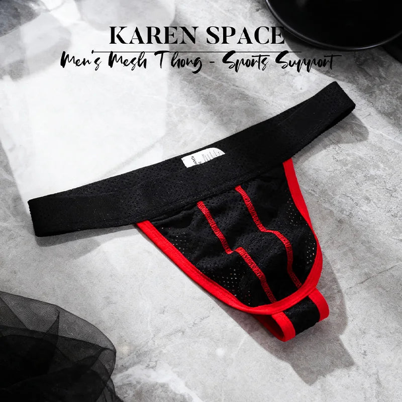 Men's Low Waist Thongs Breathable Nylon Mesh T Briefs Comfortable Underwear