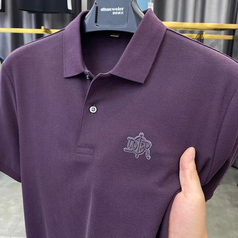 100% pure cotton men's short sleeved polo shirt summer fashion casual top comfortable and breathable high-quality lapel T-shirt