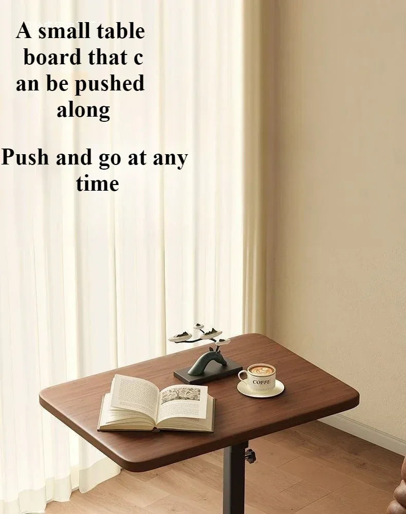 Stainless Steel Small Edge Table Bedside Table Household Mobile Desk Bedroom with Wheels Easy Lifting Learning Desk Workbench
