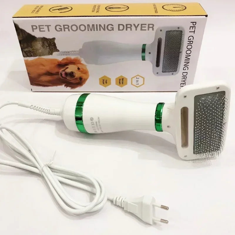Pet Hair Dryer 2-in-1 Pet Grooming Dryer Grooming for Cat and Dog Brush Portable Dog Blower with Adjustable Temperature for Pet
