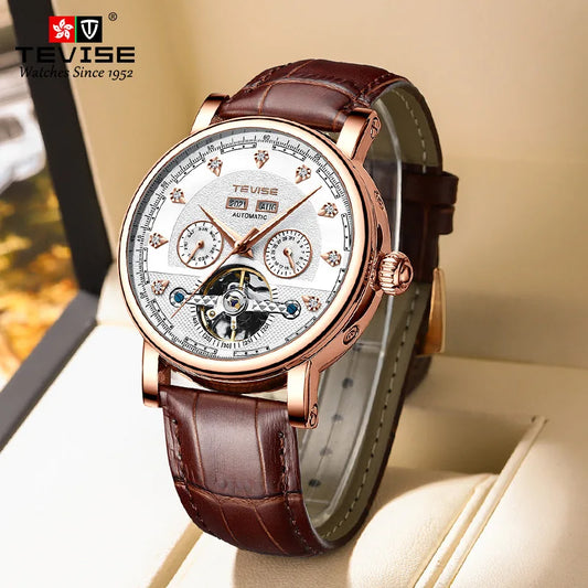 TEVISE Watch for Men Automatic Mechanical Movement with Calendar Luminous Fashion Casual Business Wristwatch