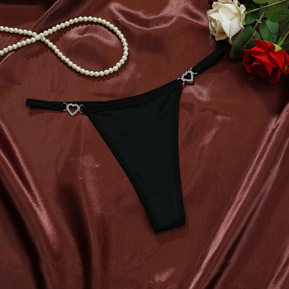 Women Sexy Thongs Low Rise Ladies G-string Heart Decoration Panties Ladies Sexy Costume Lingerie for Women