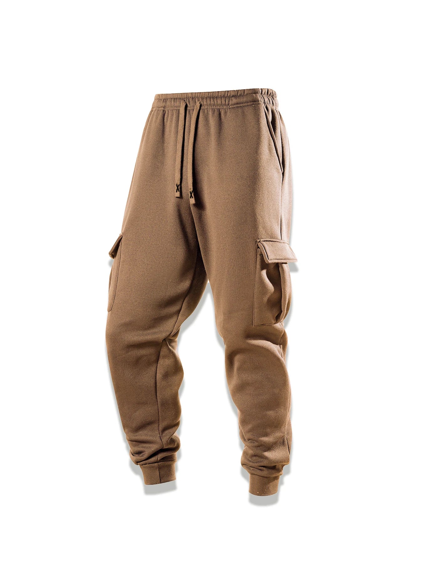 Spring Autumn Casual Sweatpants Men Drawstring Solid Color Cargo Pants Outdoor Running Pockets Trousers Male Daily Long Pants