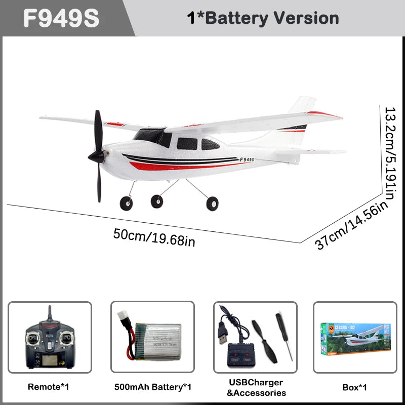 WLtoys 2.4G F949 RC Airplane Cessna 182 3D6G 3Ch Fixed Wing Plane Outdoor Drone RTF With Gyroscope RC Toy Gift for Adults