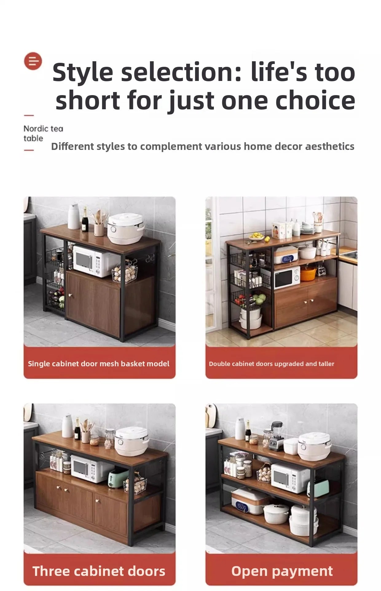 Heavy Duty Large Capacity Storage FurniturePantry Cabinet with Adjustable Shelves & Mesh Baskets Microwave Dishes