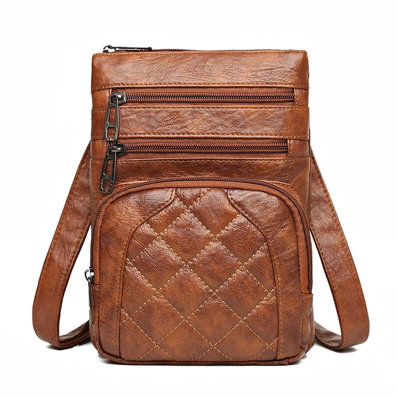 Ladies' soft leather shoulder bag, mobile phone bag, layered bag, mailman, one shoulder luxury designer, ladies' handbag, wallet