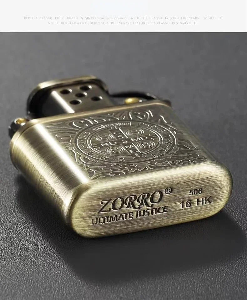 ZORRO Vintage Metal Constantine Kerosen Lighter Flint Copper Oil Cigarette Lighter Antique Series Lighter