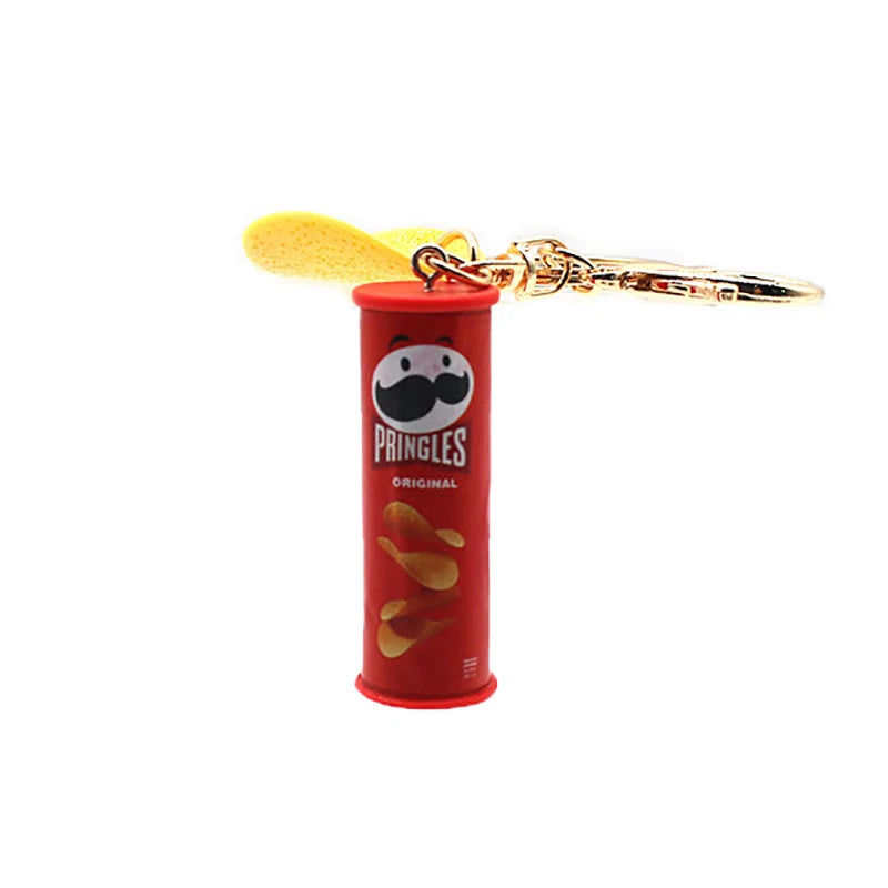 1PC Imitation Pringles Potato Chip Key Chain Bucket Snack Pizza Potato Chip Pendant Bag Hanging Gift