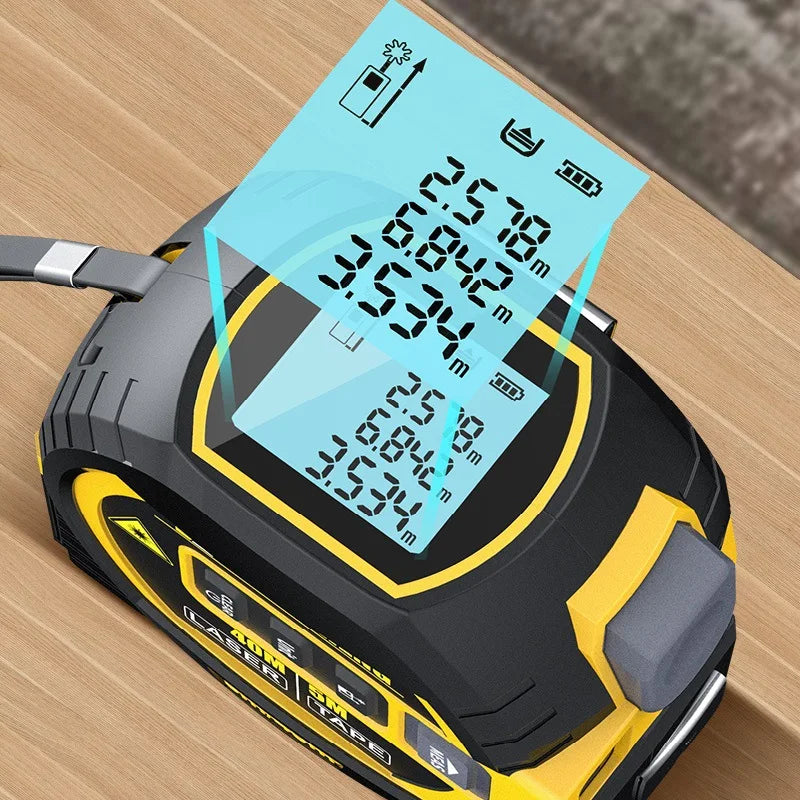 3 In 1  Laser Tape Measure Laser Distance Measuring Rangefinder Infrared High-precision Digital Electronic Ruler Measuring Level