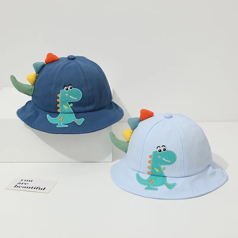 Cartoon Dinosaur Baby Fisherman Caps Korean Spring Summer Kids Outdoor Sun Hats For Boy Girl Casual Cute Kids Bucket Hats