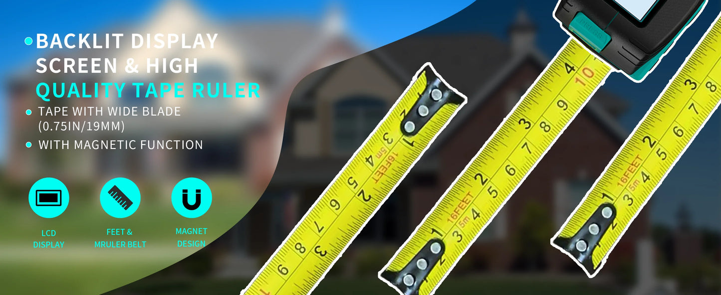 2in1 Green Laser Distance Meters 80m+5m Tape laser measure Multifunctional Rechargeable