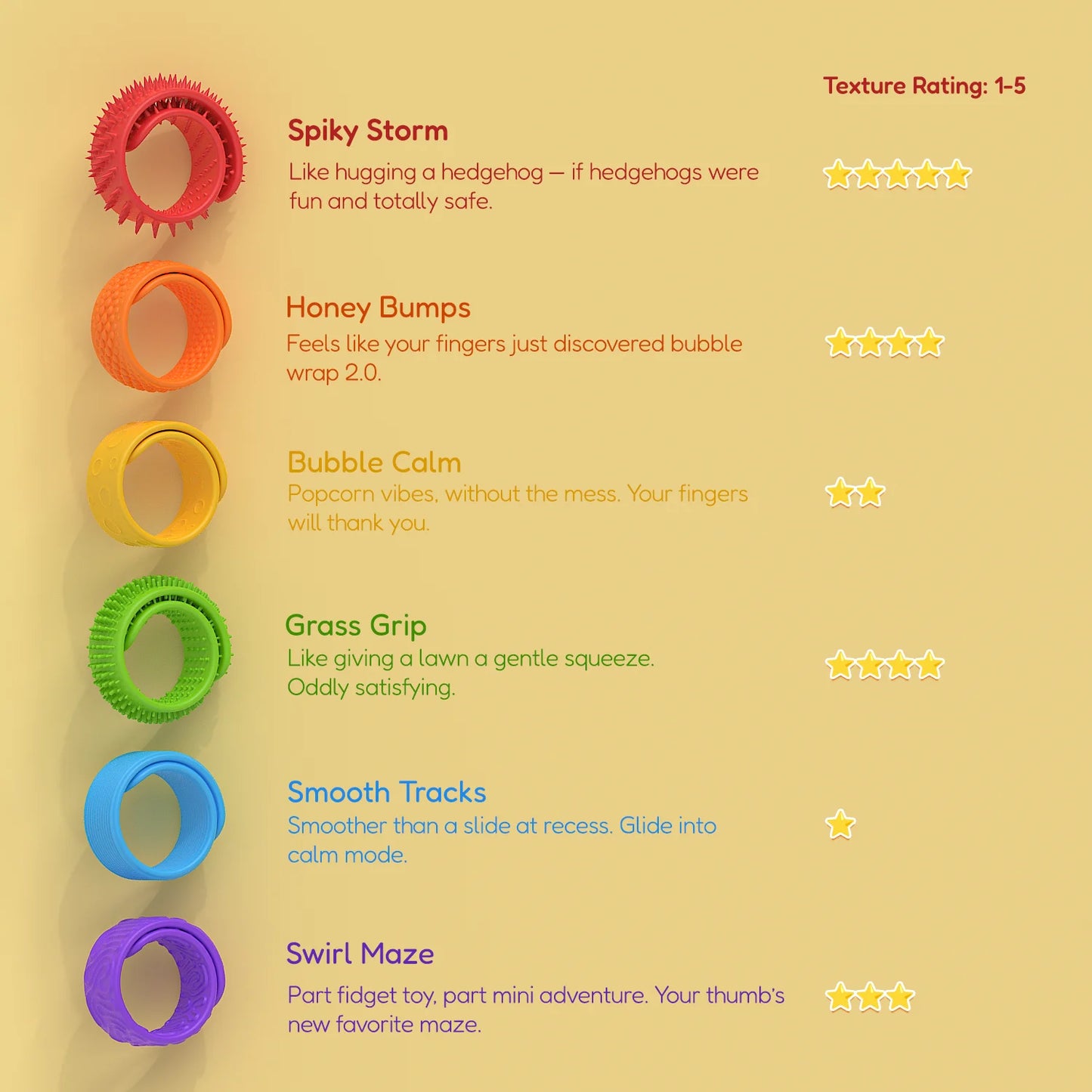6 Pack Silicone Sensory Toys For Kids Autism Calming Sensory Toy Fidget Toys Slap Bracelets Textured For Special Needs Fidgets
