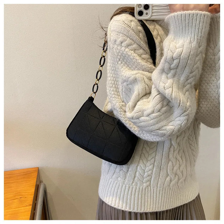 Women Small Square Bag Сумка Женская Simple and Versatile Casual Handbag Fashion Popular Felt One Shoulder Messenger Bags Purse