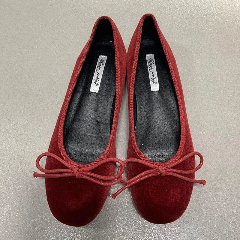 Fashion Silk Women Ballet Flats Shoes Footwear Designer Shallow Female Round Toe Butterfly-Knot Ladies Flats Slides Shoes