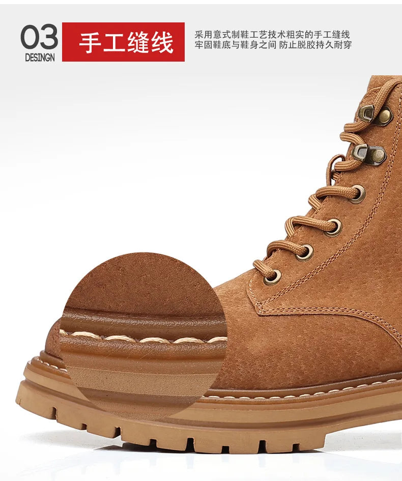 Genuine Leather Men Boots Outdoor Casual Shoes for Men Platform Boots Ankle Boots High Quality Men Shoes Male Moto Shoes