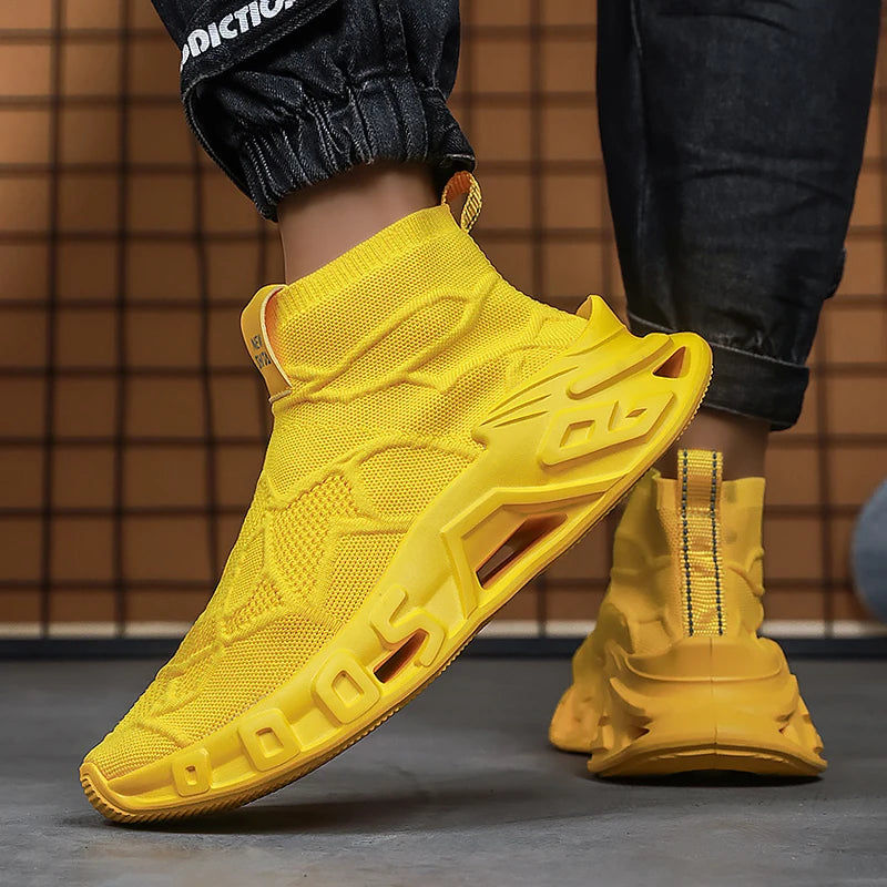 Men's Outdoor Sports Shoes - High-Top Sports Shoes Are Novel and Fashionable, Non-Slip and Durable, Suitable for All Seasons,