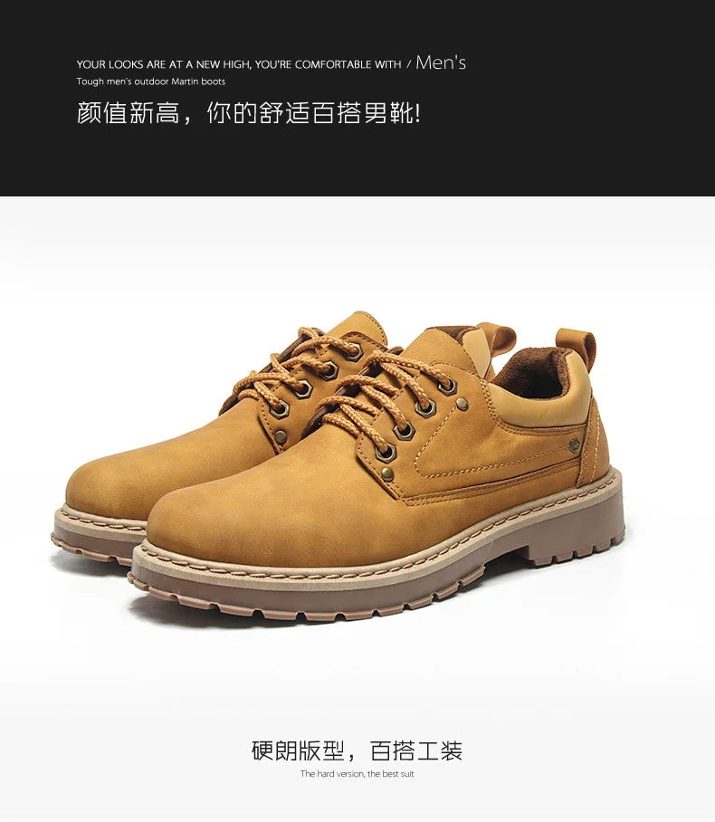 Fashion Men's Leather Shoes England Style Formal Shoes for Man Non Slip Ankle Boots Outdoor Waterproof Casual Tim Work Land Shoe