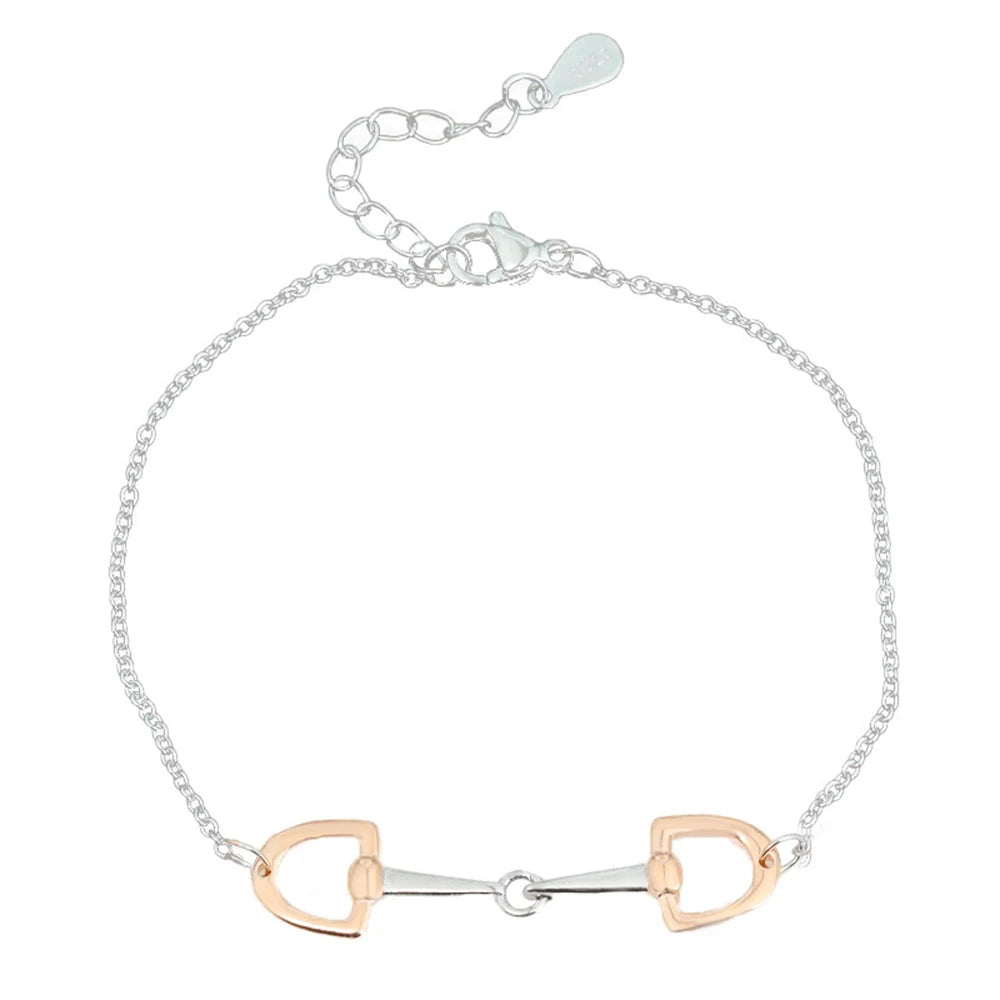 Horse Shoe Bracelet Rose Gold Plated Stainless Steel  Snaffle Horse Bit Bracelet