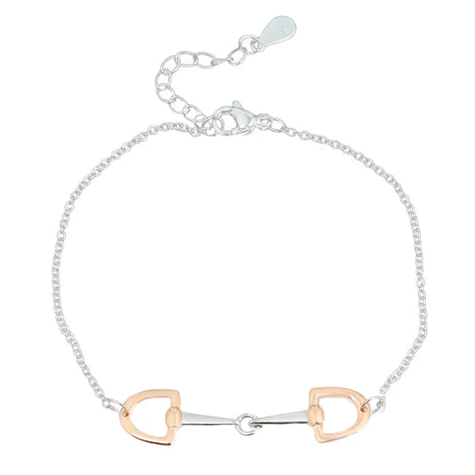 Horse Shoe Bracelet Rose Gold Plated Stainless Steel  Snaffle Horse Bit Bracelet