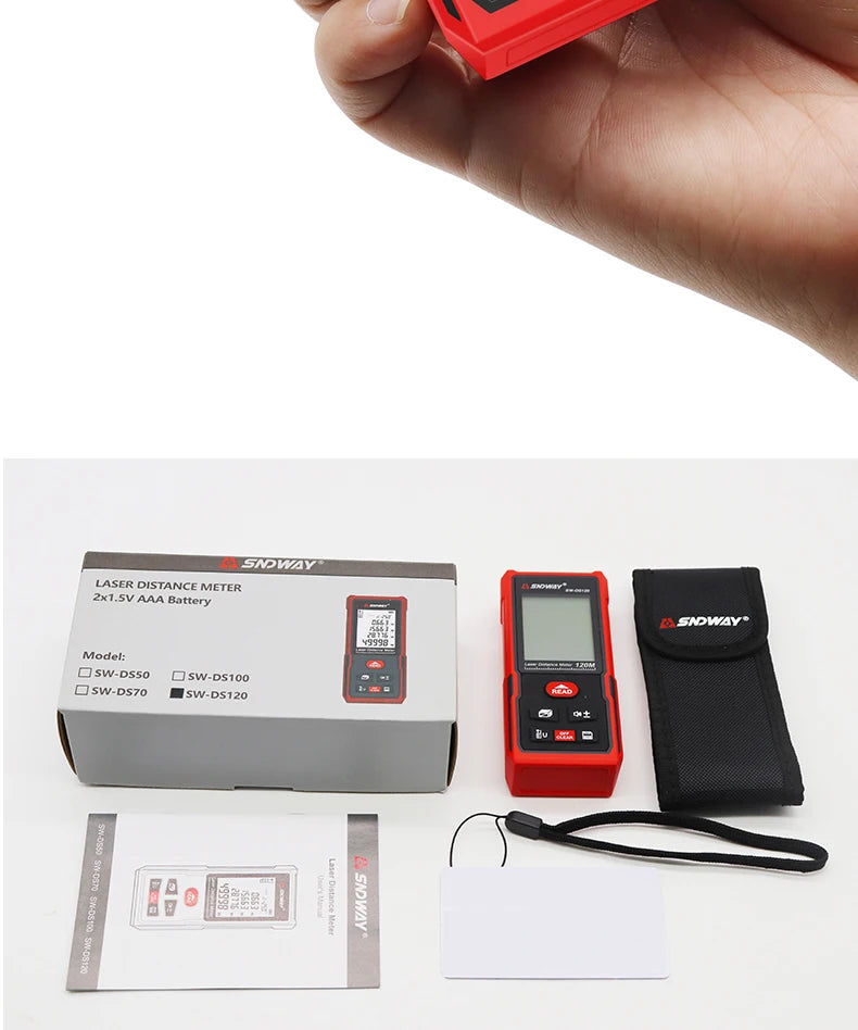 SNDWAY Laser Distance Meter 50m 70m 100m 120m Rangefinder Digital Range Finder Trena Roulette Ruler Distance Measuring Tape