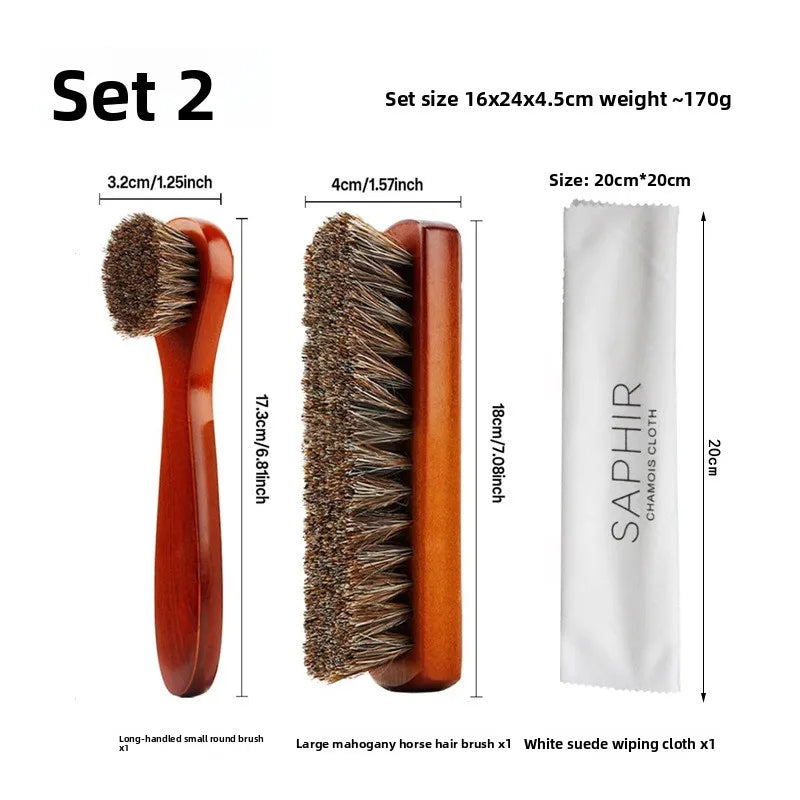 Horsehair Suede Polishing Brush Shoe Care Kit High Gloss Auto Seat Cleaner
