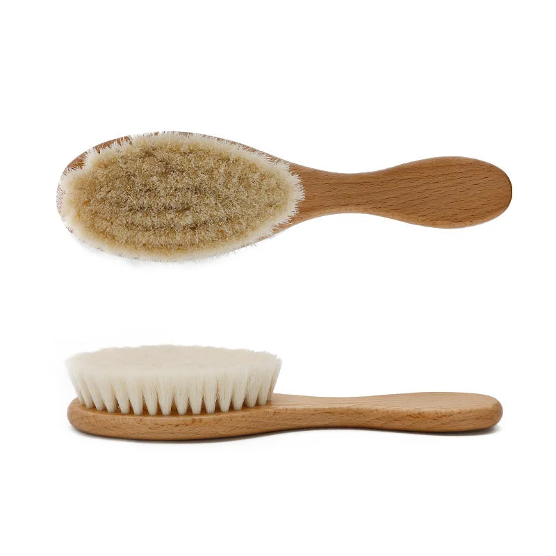 Baby Care Pure Natural Wool Baby Wooden Brush Comb Brush Baby Hairbrush Newborn Hair Brush Infant Comb Head Massager Hair Tools