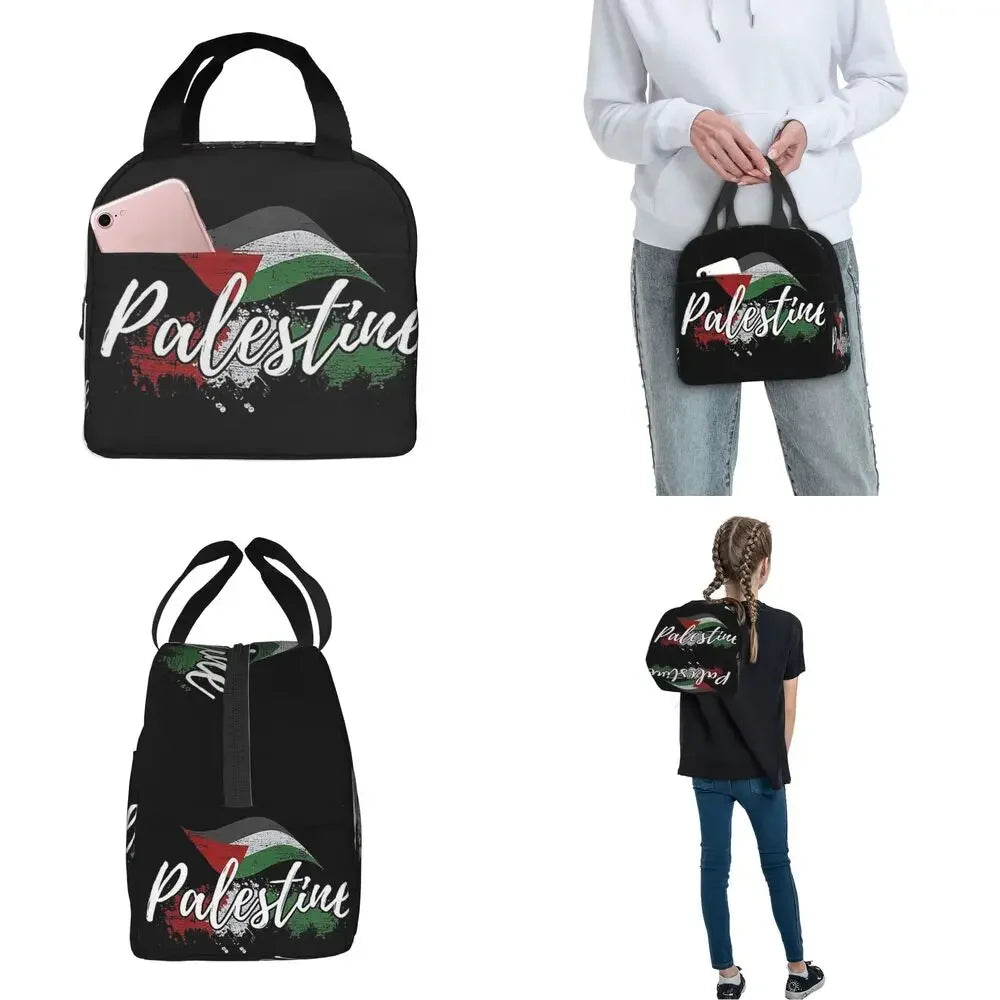 Palestine Flag Insulated Lunch Bags Cooler Bag Lunch Container Large Tote Lunch Box Food Handbags Work Travel