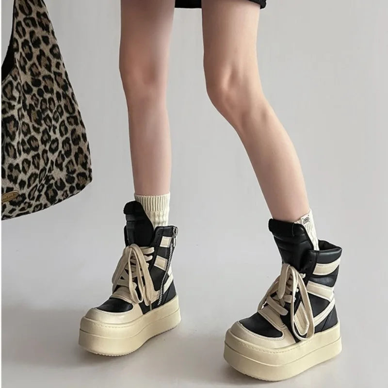 Shoes for Women Women's Ankle Boots Trendy Retro High-top Women's Shoes Fashion Casual Chunky Platform Luxury Designer Sneakers