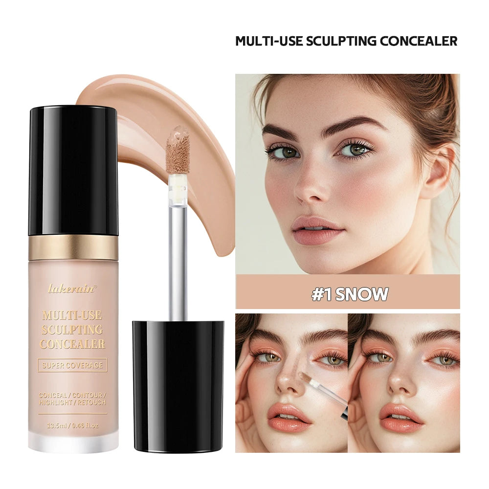 Lakerain Multi-purpose Concealer For Face Covers Freckles Even Skin Tone Moisturizing Long-lasting Sculpting Liquid Concealer
