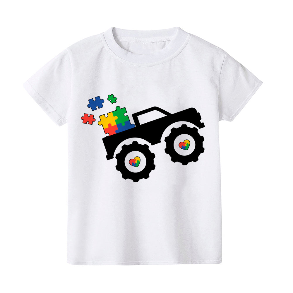 Autism Awareness Kids Tshirt Toddler T-shirt Boy Girl Clothes Autism Heart Chilld Shirt Care for Autistic Patients Children Tee